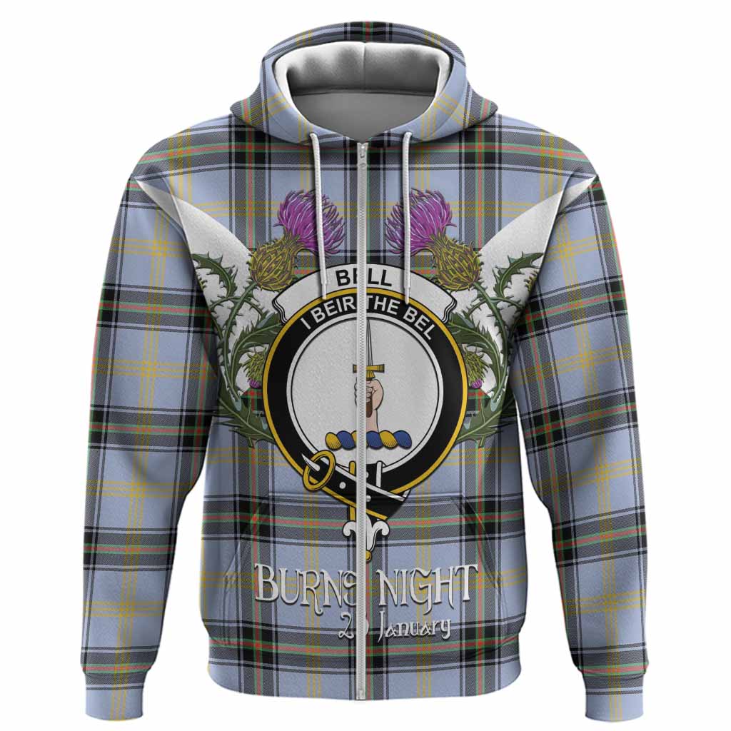 Bell Tartan Family Crest Hoodie Scottish Burns Night Thistle Floral