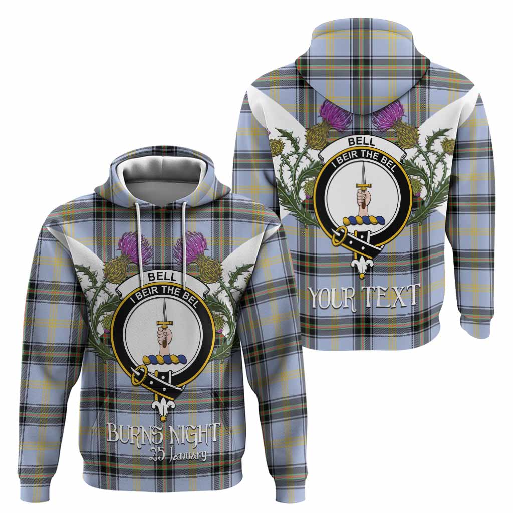 Bell Tartan Family Crest Hoodie Scottish Burns Night Thistle Floral