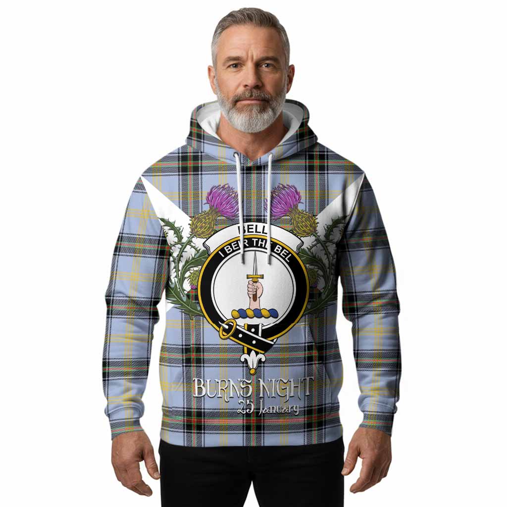 Bell Tartan Family Crest Hoodie Scottish Burns Night Thistle Floral