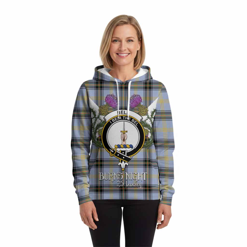 Bell Tartan Family Crest Hoodie Scottish Burns Night Thistle Floral