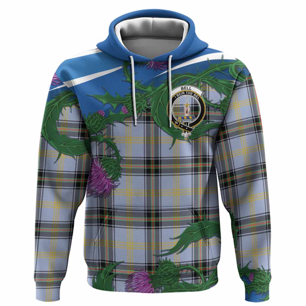 Bell Tartan Family Crest Hoodie Thistle in Minimalism