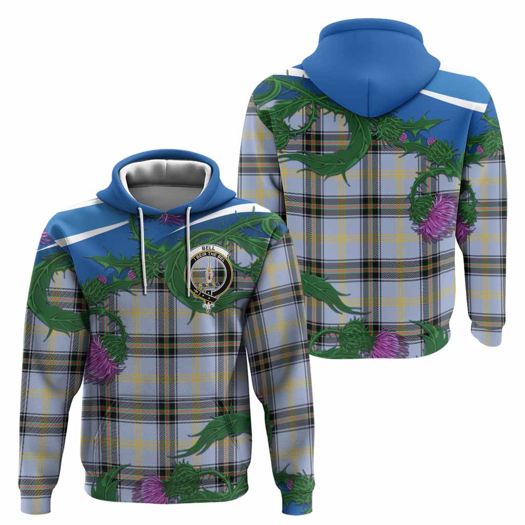 Bell Tartan Family Crest Hoodie Thistle in Minimalism