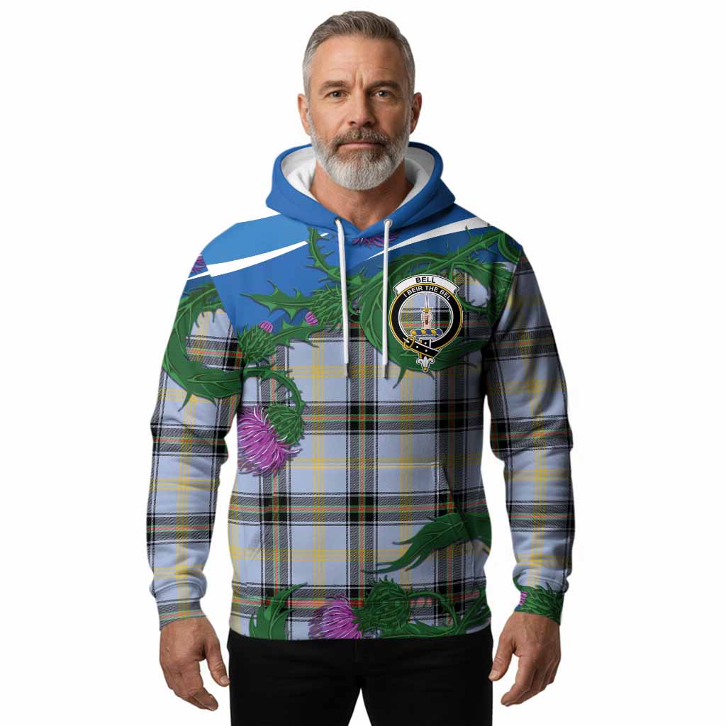 Bell Tartan Family Crest Hoodie Thistle in Minimalism
