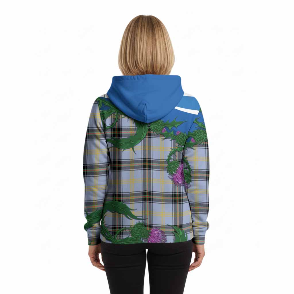 Bell Tartan Family Crest Hoodie Thistle in Minimalism