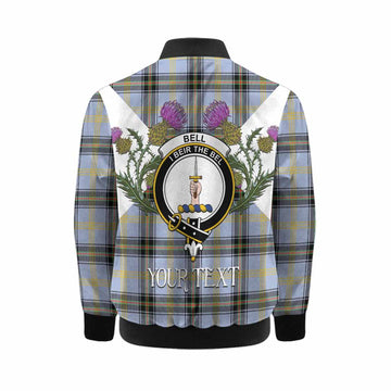 Bell Tartan Family Crest Kid Bomber Jacket Scottish Burns Night Thistle Floral