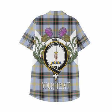 Bell Tartan Family Crest Kid Hawaiian Shirt Scottish Burns Night Thistle Floral