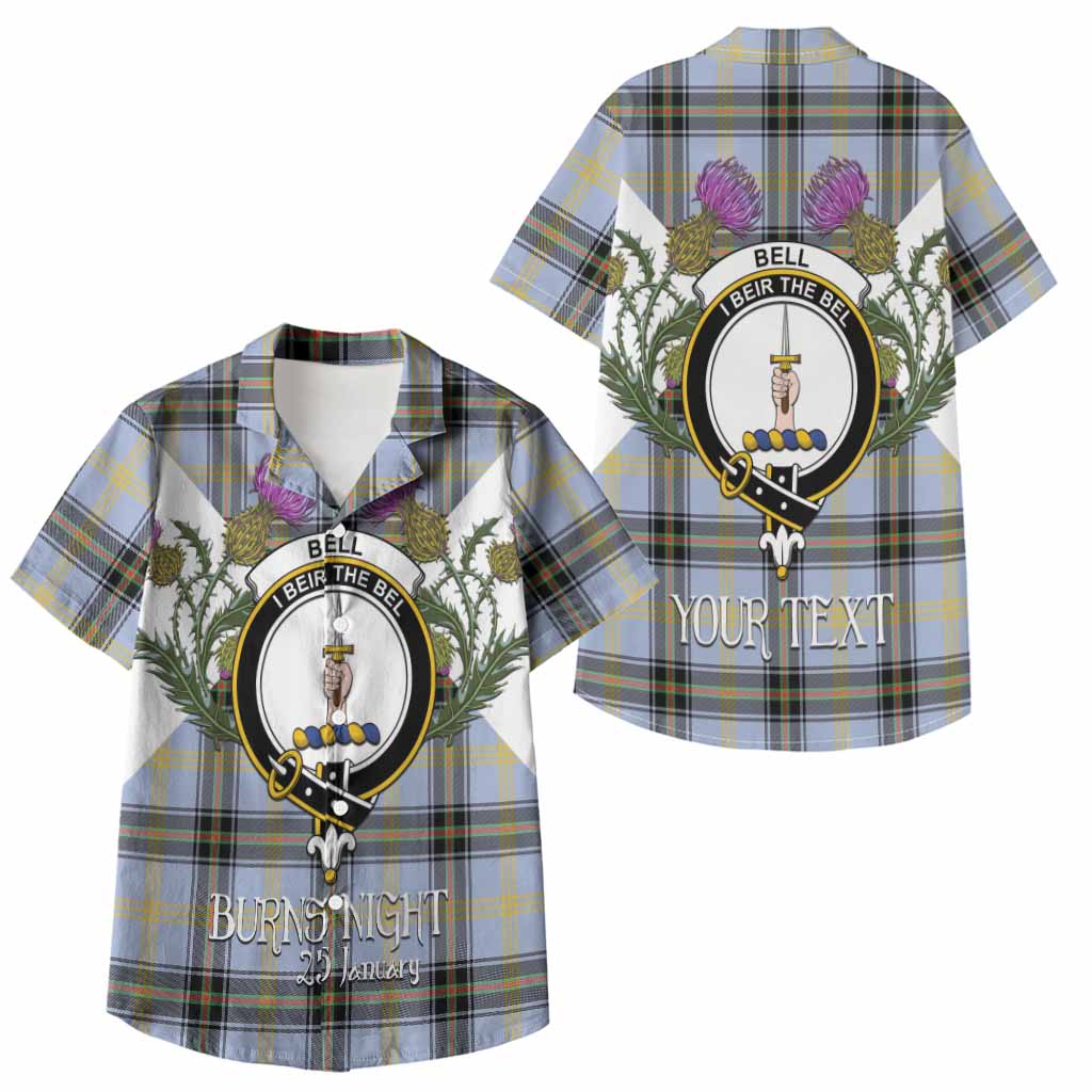 Bell Tartan Family Crest Kid Hawaiian Shirt Scottish Burns Night Thistle Floral
