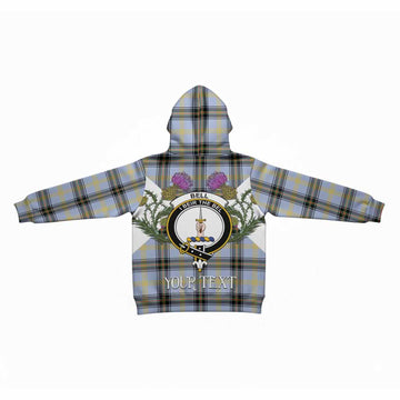 Bell Tartan Family Crest Kid Hoodie Scottish Burns Night Thistle Floral