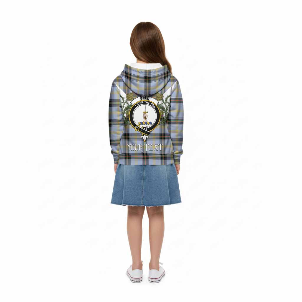 Bell Tartan Family Crest Kid Hoodie Scottish Burns Night Thistle Floral