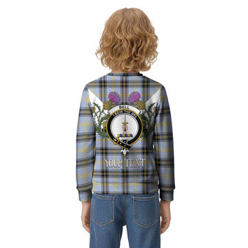 Bell Tartan Family Crest Kid Knitted Sweatshirt Scottish Burns Night Thistle Floral
