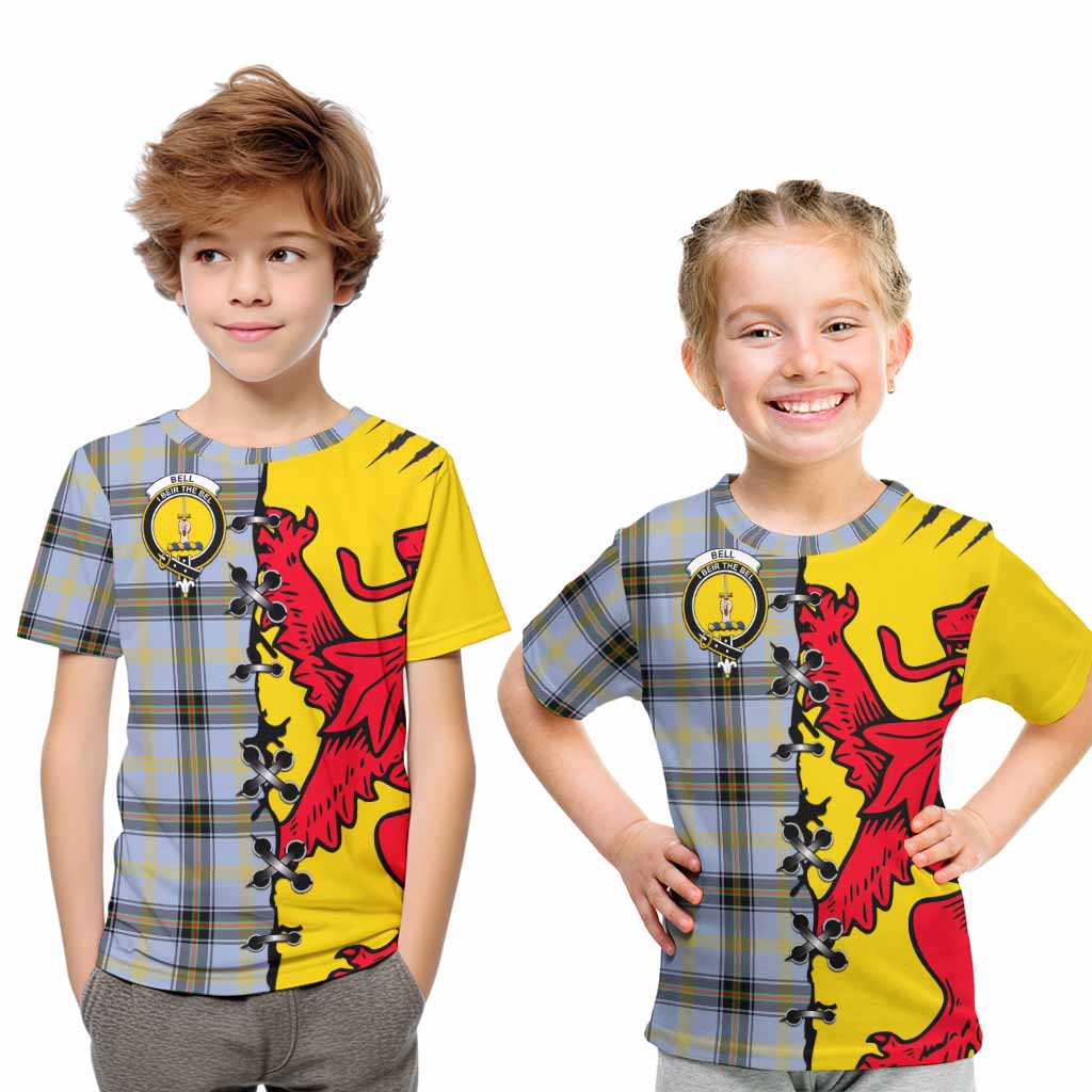 Bell Tartan Family Crest Kid T-shirt Lion Rampant Honor - Tartan Vibes Clothing