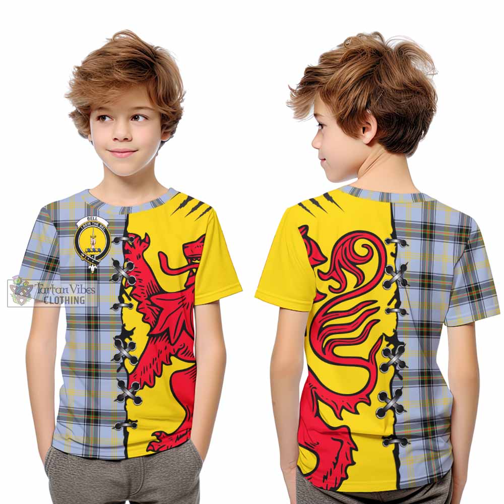 Bell Tartan Family Crest Kid T-shirt Lion Rampant Honor - Tartan Vibes Clothing