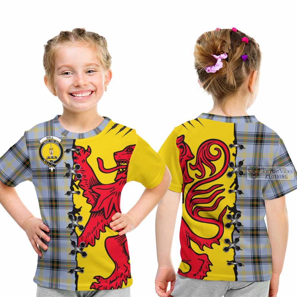 Bell Tartan Family Crest Kid T-shirt Lion Rampant Honor - Tartan Vibes Clothing
