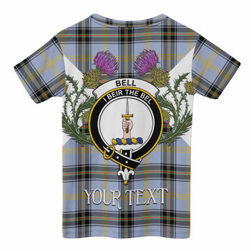 Bell Tartan Family Crest Kid T-shirt Scottish Burns Night Thistle Floral