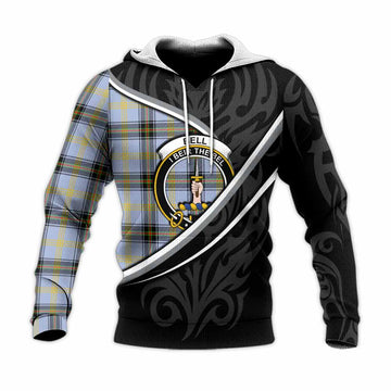 Bell Tartan Family Crest Knitted Hoodie Celtic Scottish Thistle Floral