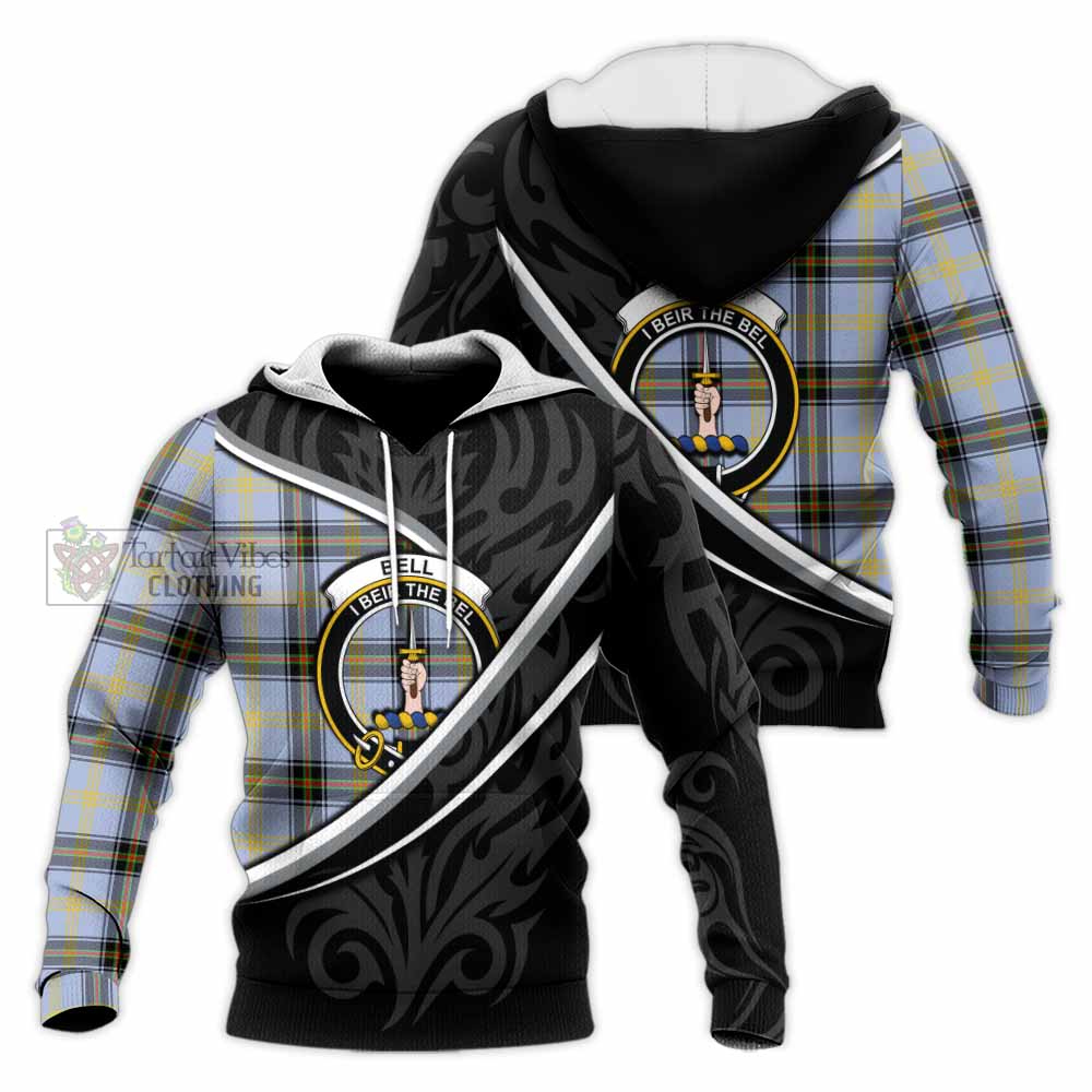 Bell Tartan Family Crest Knitted Hoodie Celtic Scottish Thistle Floral - Tartan Vibes Clothing