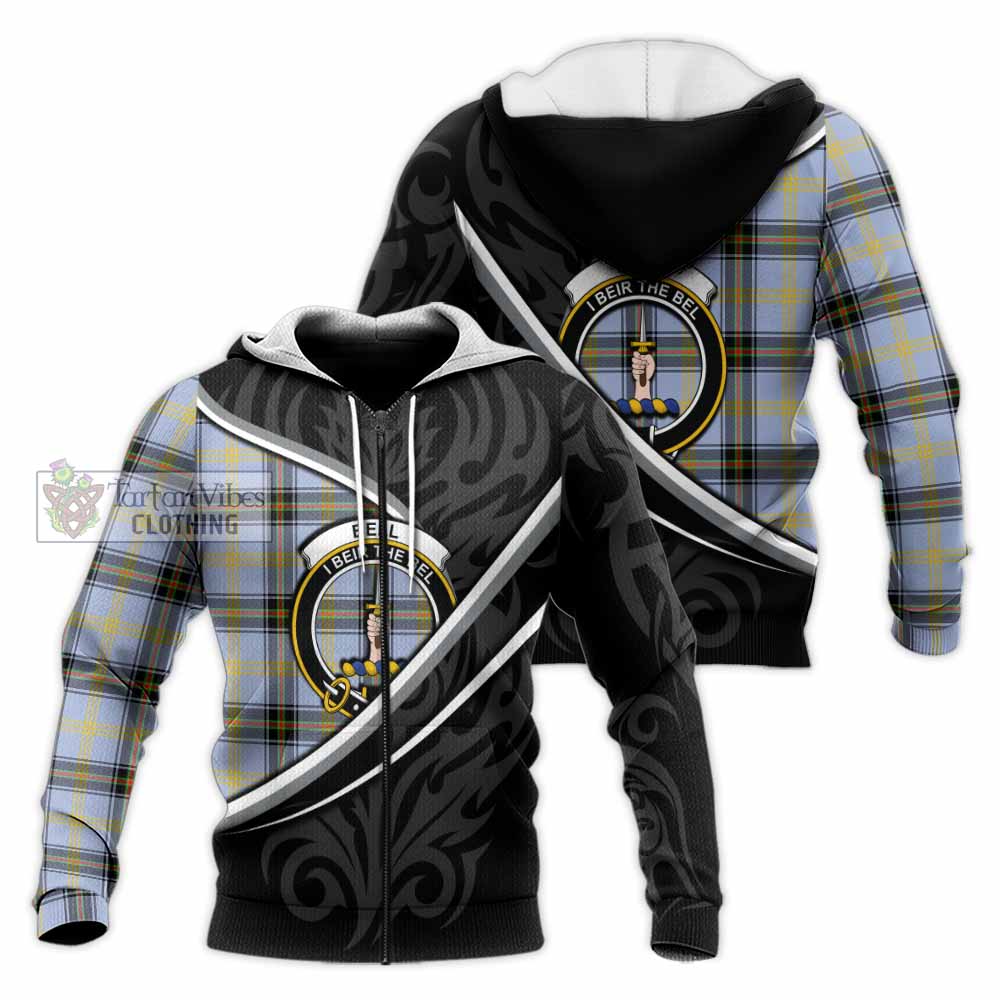 Bell Tartan Family Crest Knitted Hoodie Celtic Scottish Thistle Floral - Tartan Vibes Clothing