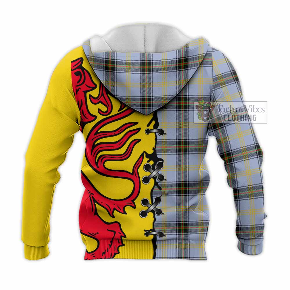 Bell Tartan Family Crest Knitted Hoodie Lion Rampant Honor - Tartan Vibes Clothing