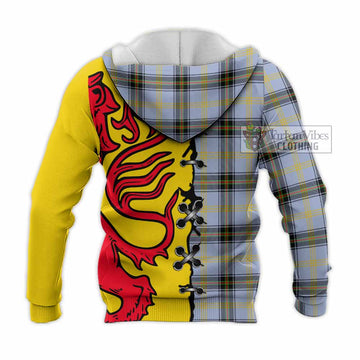 Bell Tartan Family Crest Knitted Hoodie Lion Rampant Honor