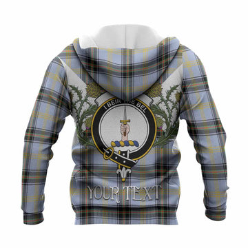 Bell Tartan Family Crest Knitted Hoodie Scottish Burns Night Thistle Floral