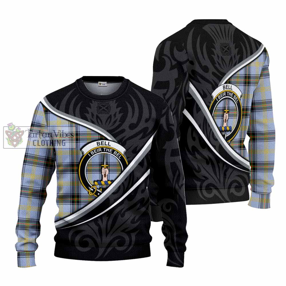 Bell Tartan Family Crest Knitted Sweater Celtic Scottish Thistle Floral - Tartan Vibes Clothing