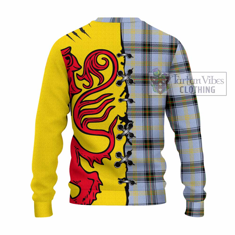 Bell Tartan Family Crest Knitted Sweater Lion Rampant Honor - Tartan Vibes Clothing