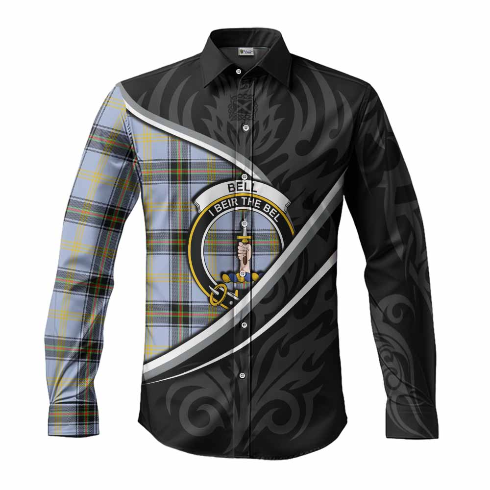Bell Tartan Family Crest Long Sleeve Button Shirts Celtic Scottish Thistle Floral - Tartan Vibes Clothing