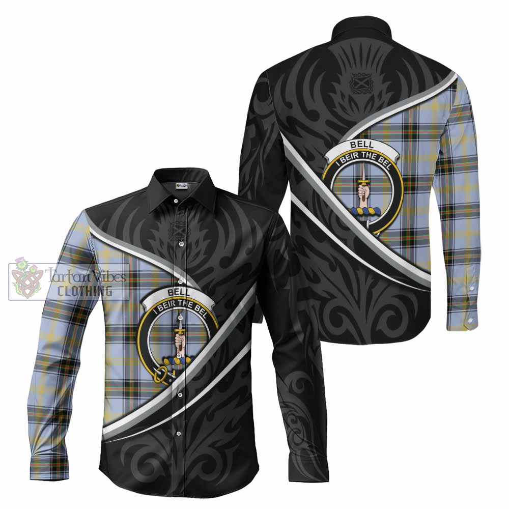 Bell Tartan Family Crest Long Sleeve Button Shirts Celtic Scottish Thistle Floral - Tartan Vibes Clothing
