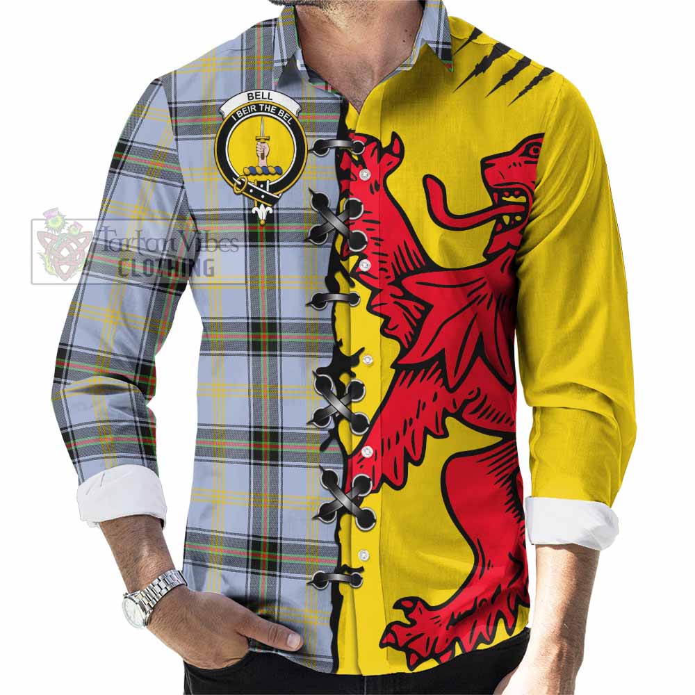 Bell Tartan Family Crest Long Sleeve Button Shirts Lion Rampant Honor - Tartan Vibes Clothing