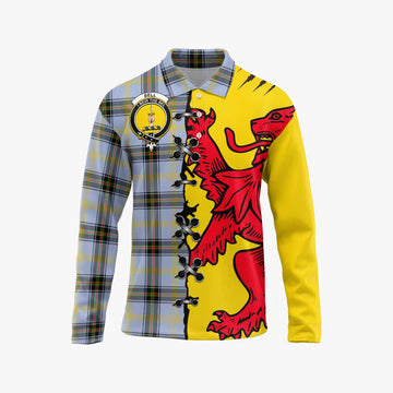 Bell Tartan Family Crest Long Sleeve Polo Shirt Lion Rampant Honor