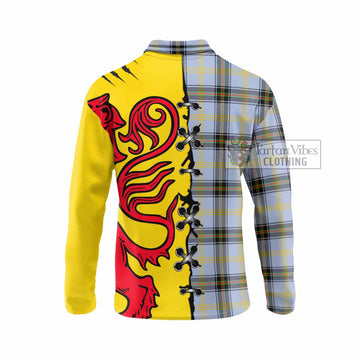 Bell Tartan Family Crest Long Sleeve Polo Shirt Lion Rampant Honor