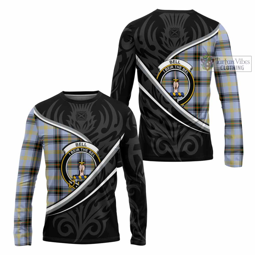 Bell Tartan Family Crest Long Sleeve T-Shirt Celtic Scottish Thistle Floral - Tartan Vibes Clothing