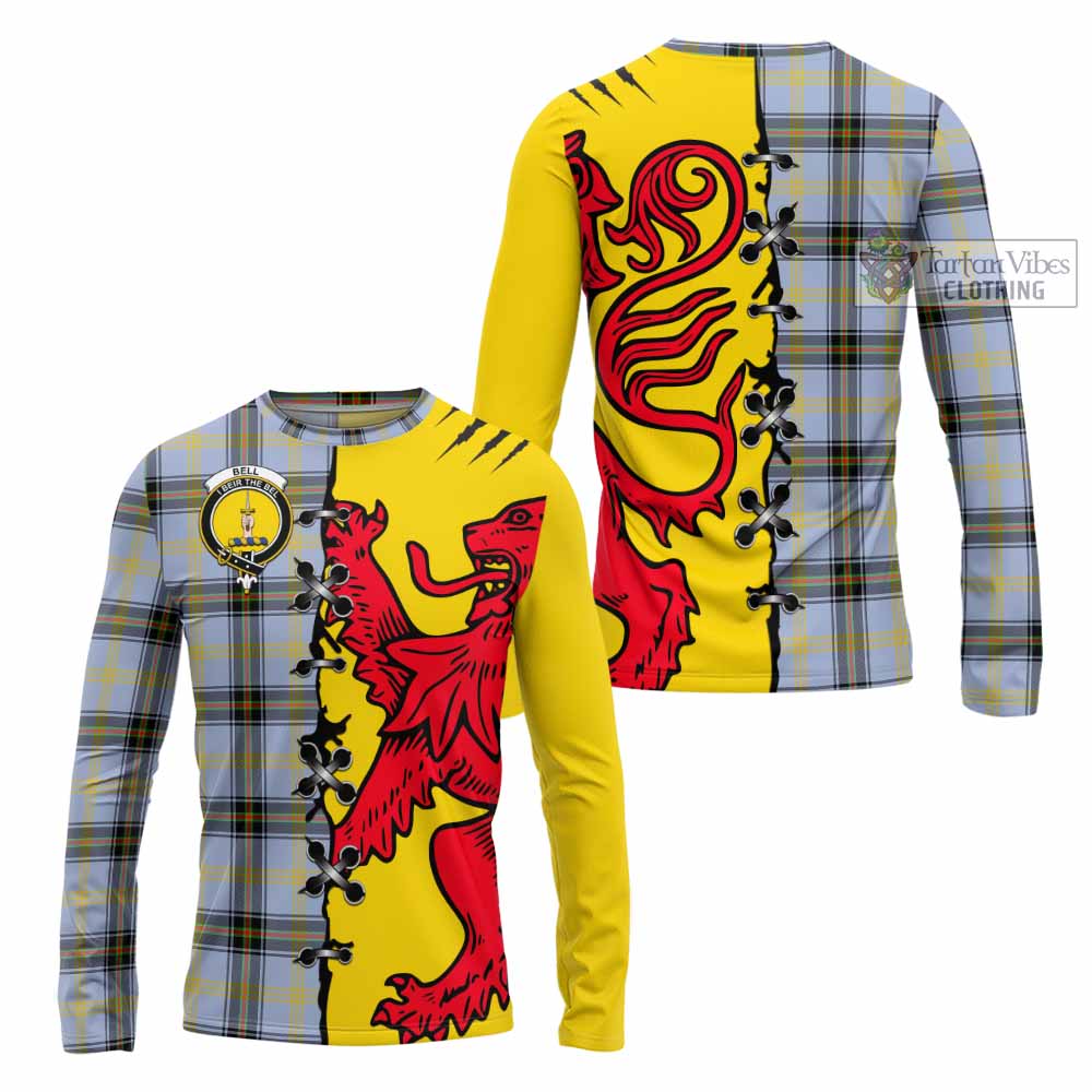 Bell Tartan Family Crest Long Sleeve T-Shirt Lion Rampant Honor - Tartan Vibes Clothing