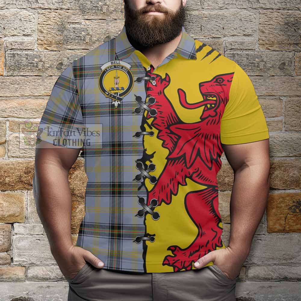 Bell Tartan Family Crest Polo Shirt Lion Rampant Honor - Tartan Vibes Clothing