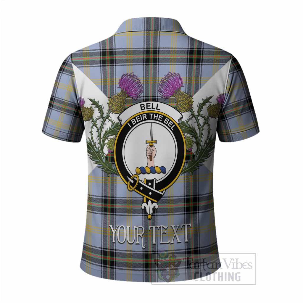 Bell Tartan Family Crest Polo Shirt Scottish Burns Night Thistle Floral