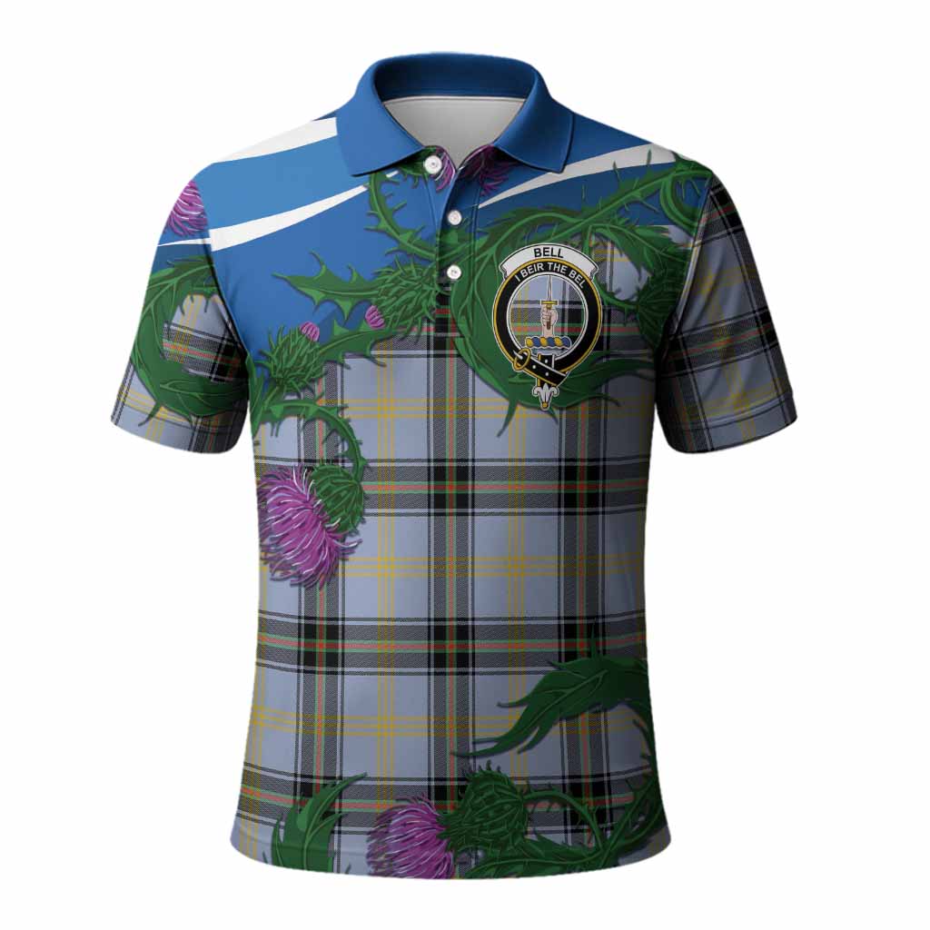 Bell Tartan Family Crest Polo Shirt Thistle in Minimalism