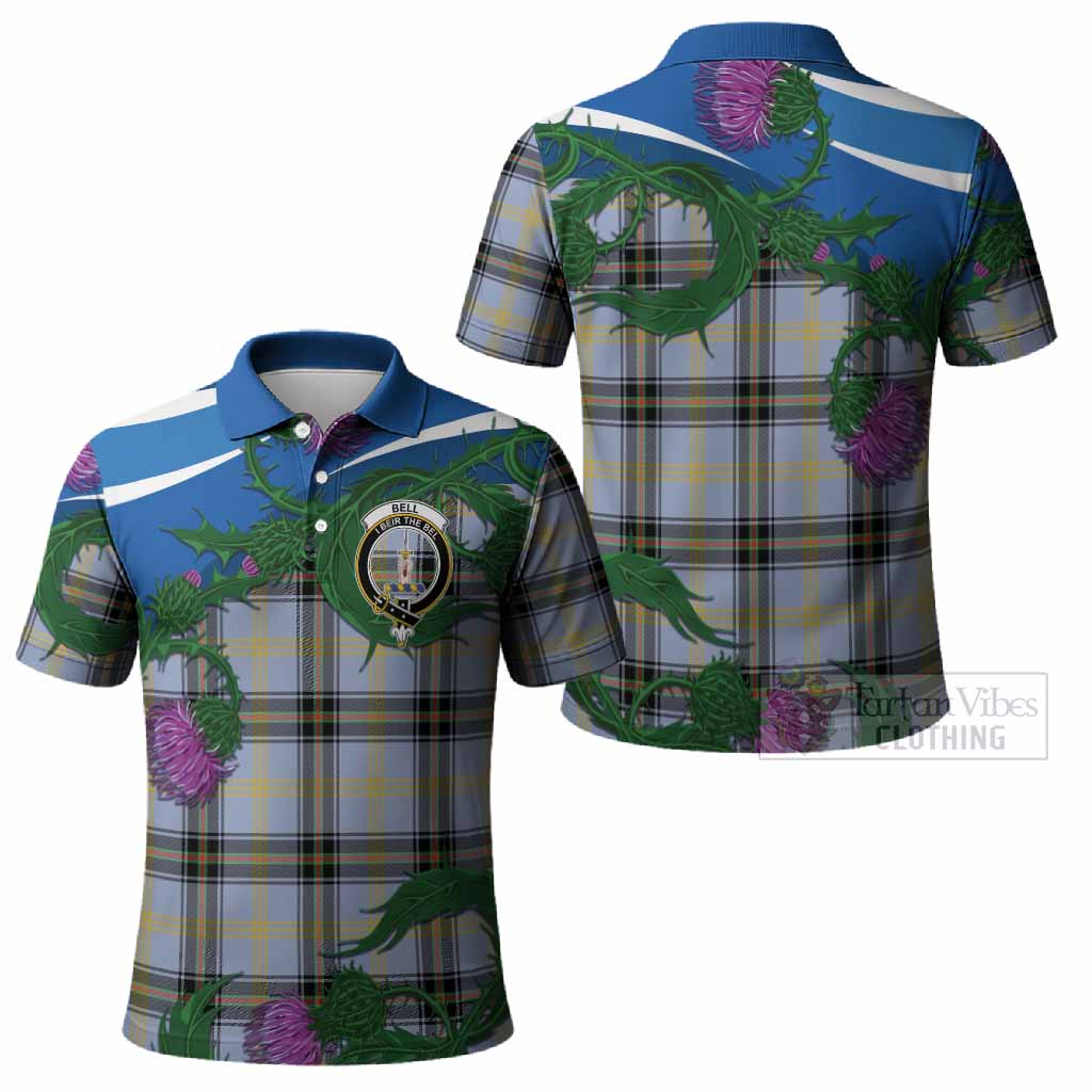 Bell Tartan Family Crest Polo Shirt Thistle in Minimalism
