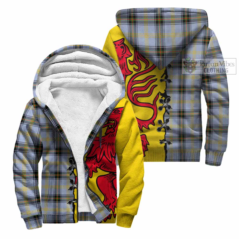 Bell Tartan Family Crest Sherpa Hoodie Lion Rampant Honor - Tartan Vibes Clothing