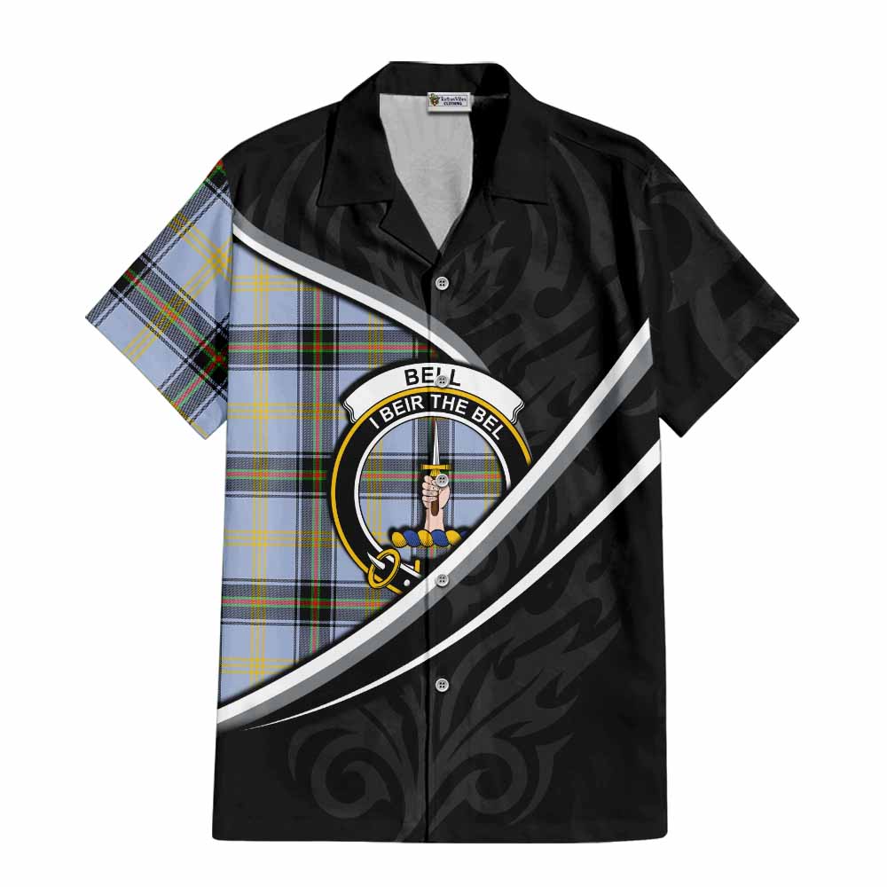 Bell Tartan Family Crest Short Sleeve Button Shirt Celtic Scottish Thistle Floral - Tartan Vibes Clothing