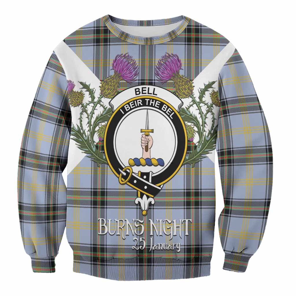 Bell Tartan Family Crest Sweatshirt Scottish Burns Night Thistle Floral