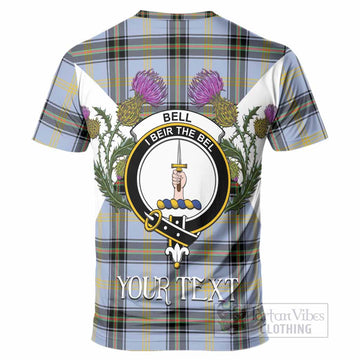 Bell Tartan Family Crest T-Shirt Scottish Burns Night Thistle Floral
