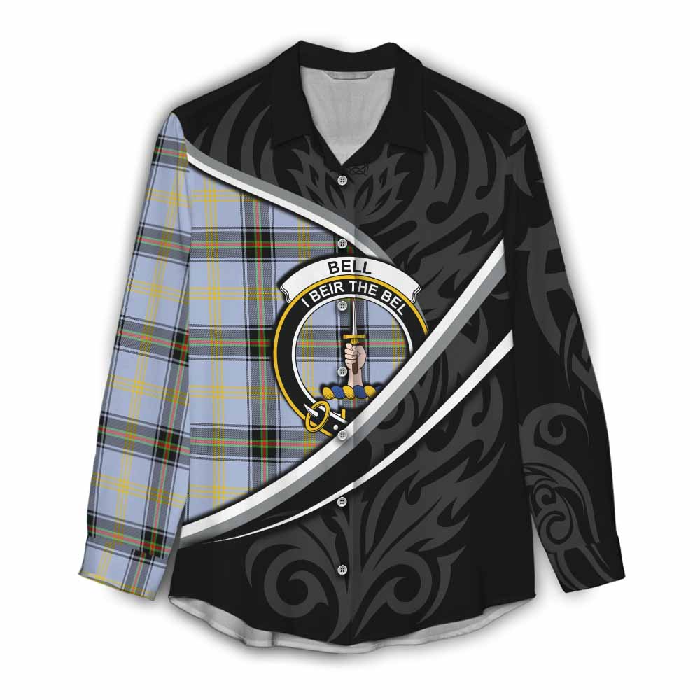 Bell Tartan Family Crest Women Casual Shirt Celtic Scottish Thistle Floral - Tartan Vibes Clothing