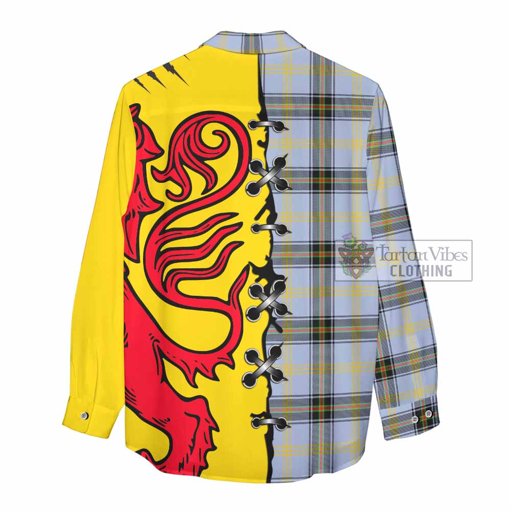 Bell Tartan Family Crest Women Casual Shirt Lion Rampant Honor - Tartan Vibes Clothing