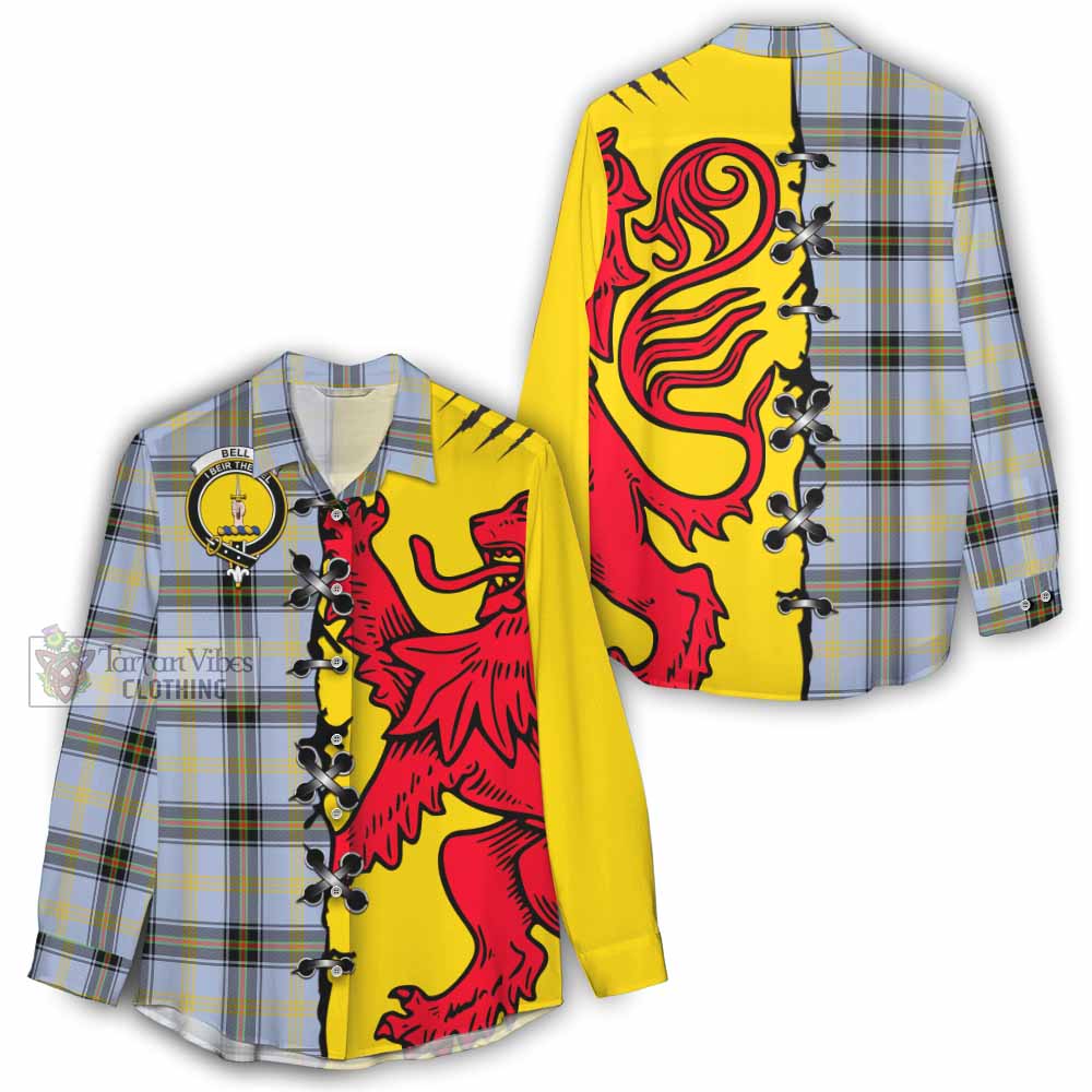 Bell Tartan Family Crest Women Casual Shirt Lion Rampant Honor - Tartan Vibes Clothing