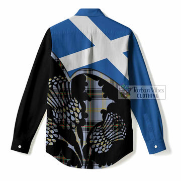 Bell Tartan Family Crest Women Casual Shirt Scotland Thistle Floral Flag Style