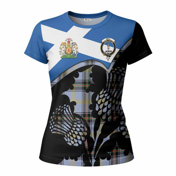 Bell Tartan Family Crest Women T shirt Scotland Thistle Floral Flag Style
