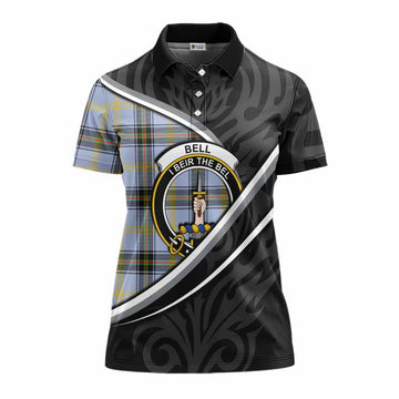 Bell Tartan Family Crest Women's Polo Shirt Celtic Scottish Thistle Floral