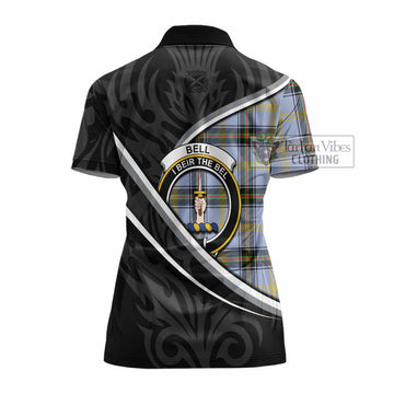 Bell Tartan Family Crest Women's Polo Shirt Celtic Scottish Thistle Floral