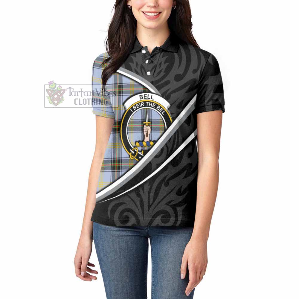 Bell Tartan Family Crest Women's Polo Shirt Celtic Scottish Thistle Floral - Tartan Vibes Clothing