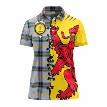 Bell Tartan Family Crest Women's Polo Shirt Lion Rampant Honor
